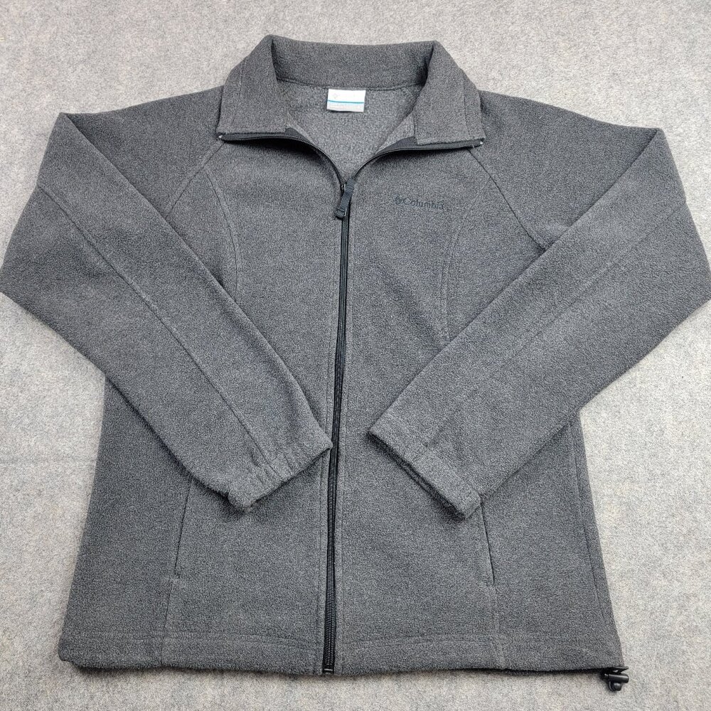 Columbia Jacket Womens Small Gray Full Zip Fleece Outdoors Hiking Pockets